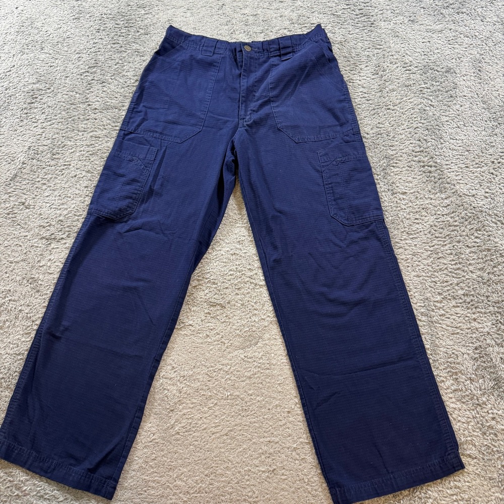 Carhartt Cargo Pants Mens Regular M Navy Blue Ripstop Utility Work C54118
